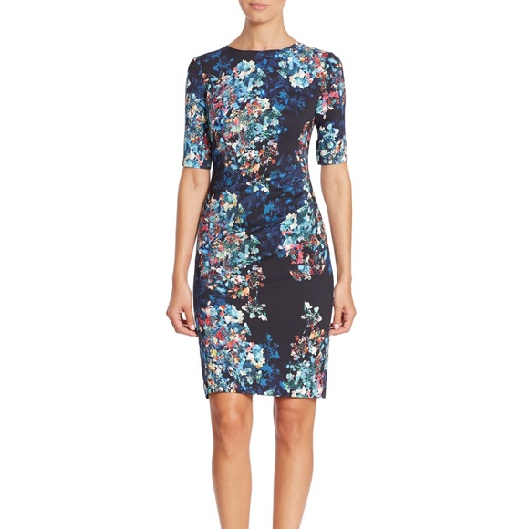 LK Bennett Dresses & Skirts - L.K. Bennett Blue Floral Print Knee-Length Marli Dress size 4